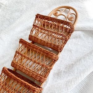vintage bohemian style wicker basket mail holder
